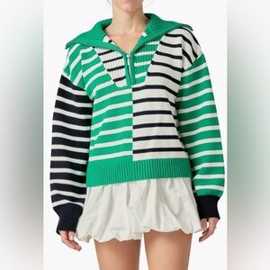 NWT English Factory
Stripe Half Zip Pullover Sweater Size Medium